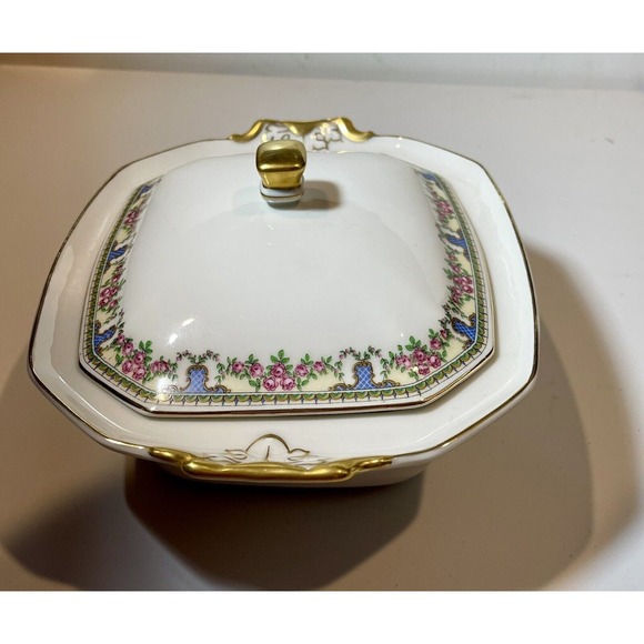T & V Limoges France Lidded Porcelain Tureen La Cloche Roses Gold Granny Core - Picture 3 of 15